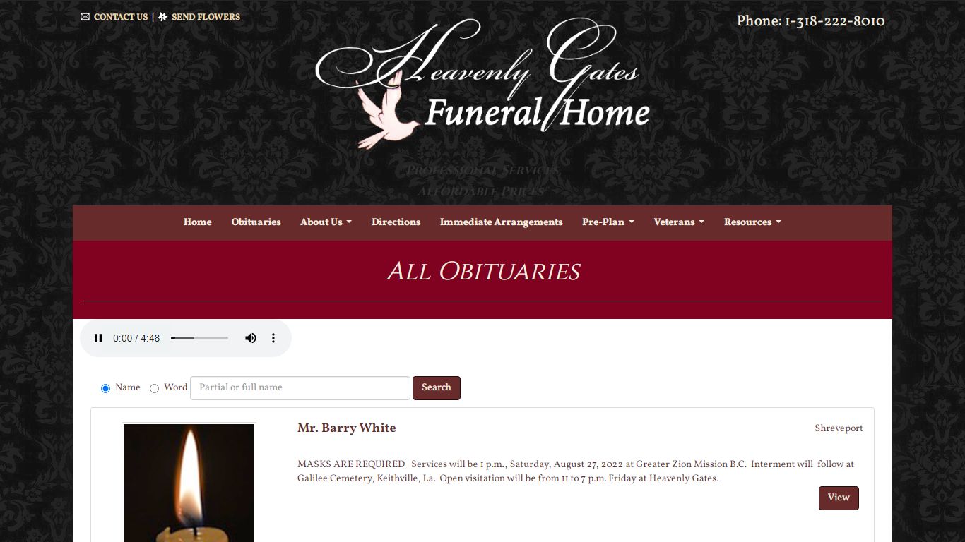 All Obituaries | Heavenly Gates Funeral Home | Shreveport LA Funeral ...